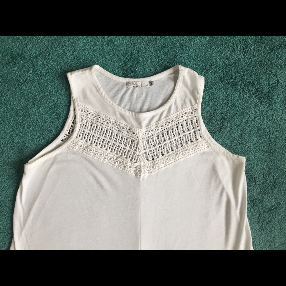 Prana Sleeveless White Crocheted Cotton Top Medium - Picture 6 of 6